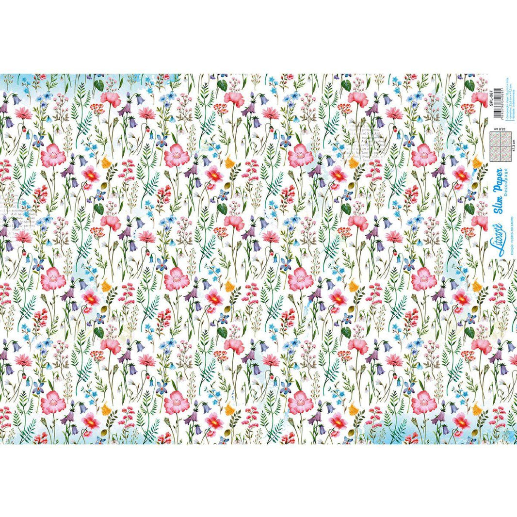 Slim Paper Decoupage Litoarte SPL-067 Flores Do Campo 47x34cm - Palácio da Arte