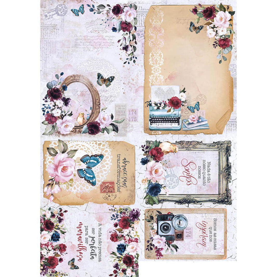 Slim Paper Decoupage Litoarte SPL-068 Vintage Tags 47x34cm - Palácio da Arte