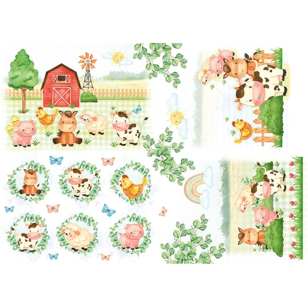 Slim Paper Decoupage Litoarte SPL-077 Doce Fazendinha 47x34cm - Palácio da Arte