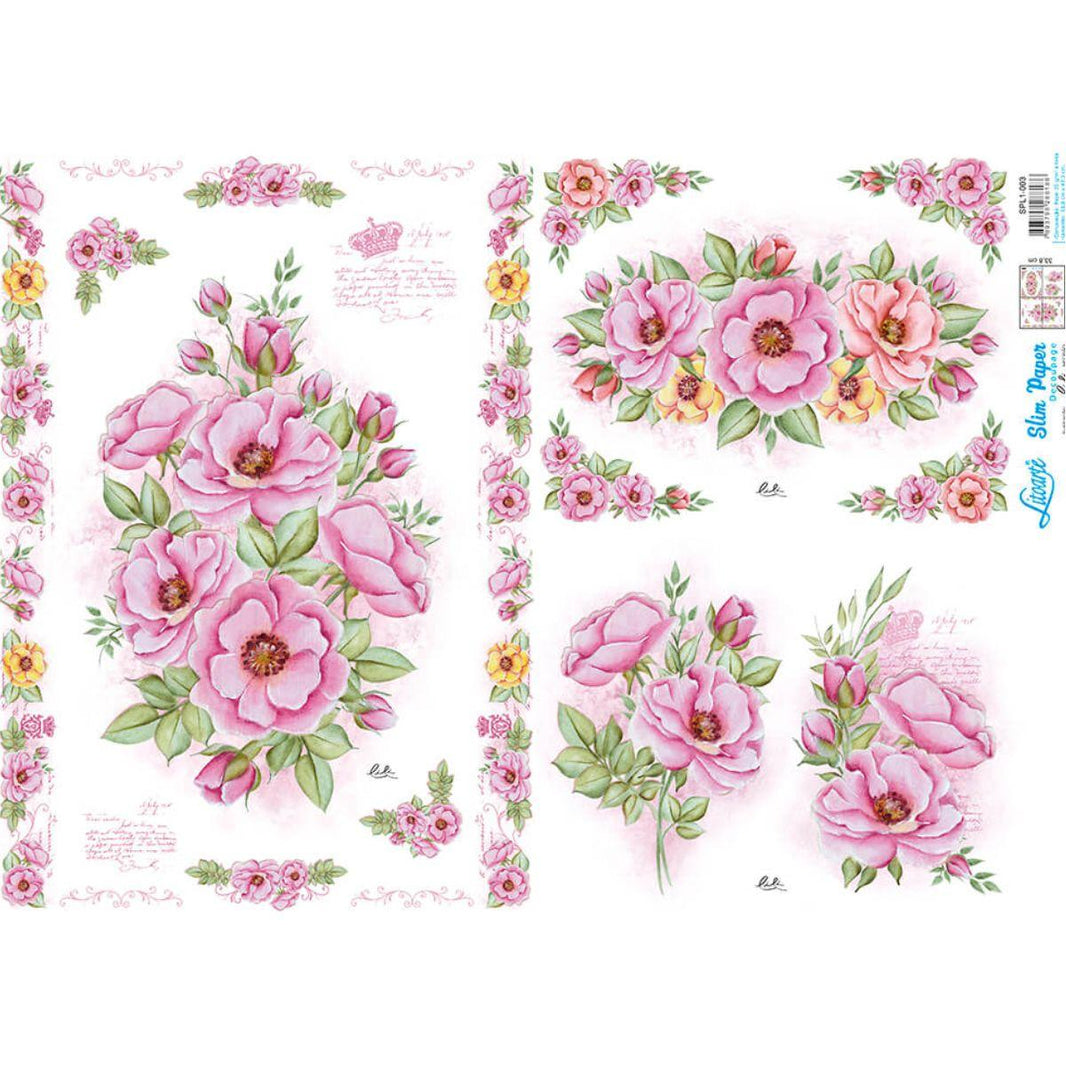 Slim Paper Decoupage Litoarte SPL1-003 Rosa Silvestre 47x34cm - Palácio da Arte