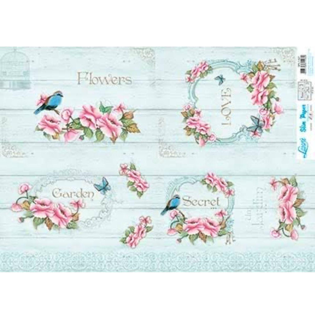 Slim Paper Decoupage Litoarte SPL1-021 Flores e Pássaros 47x34cm - Palácio da Arte