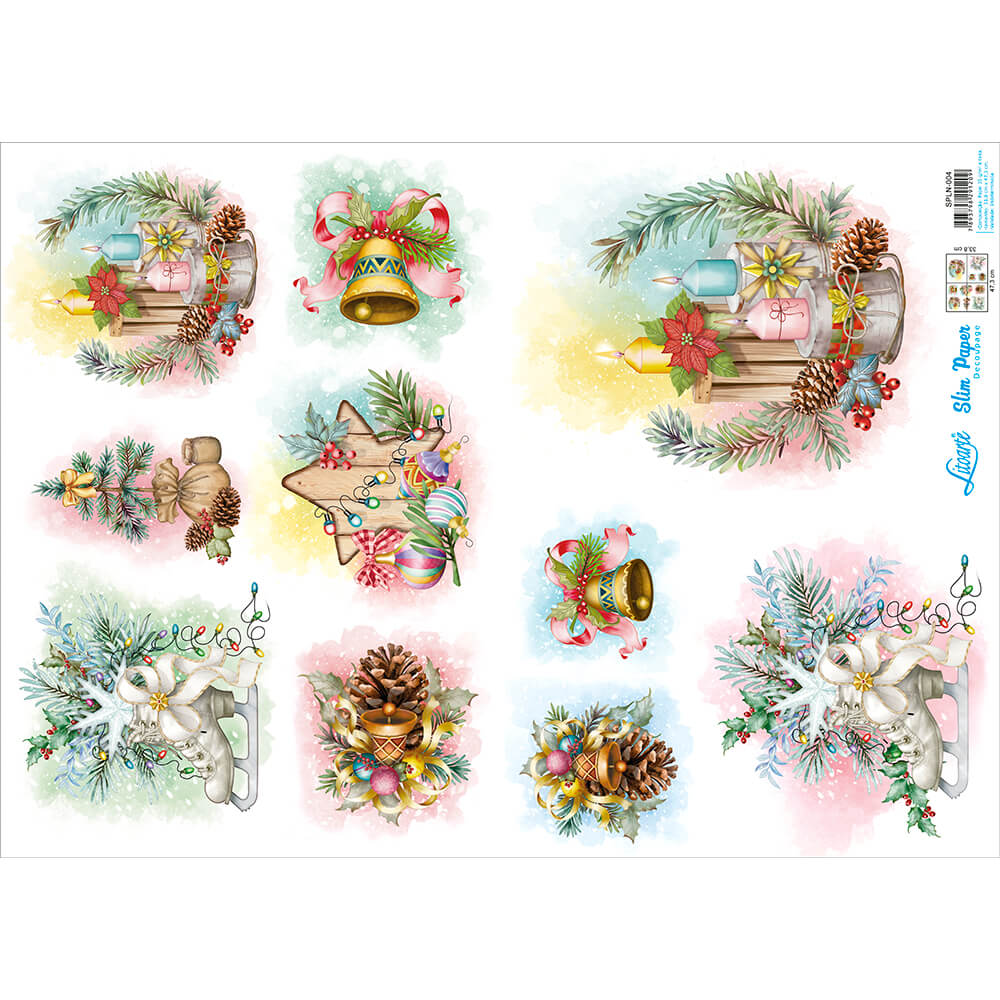 Slim Paper Litoarte Decoupage SPLN-004 Natal Árvores 47x34cm - Palácio da Arte