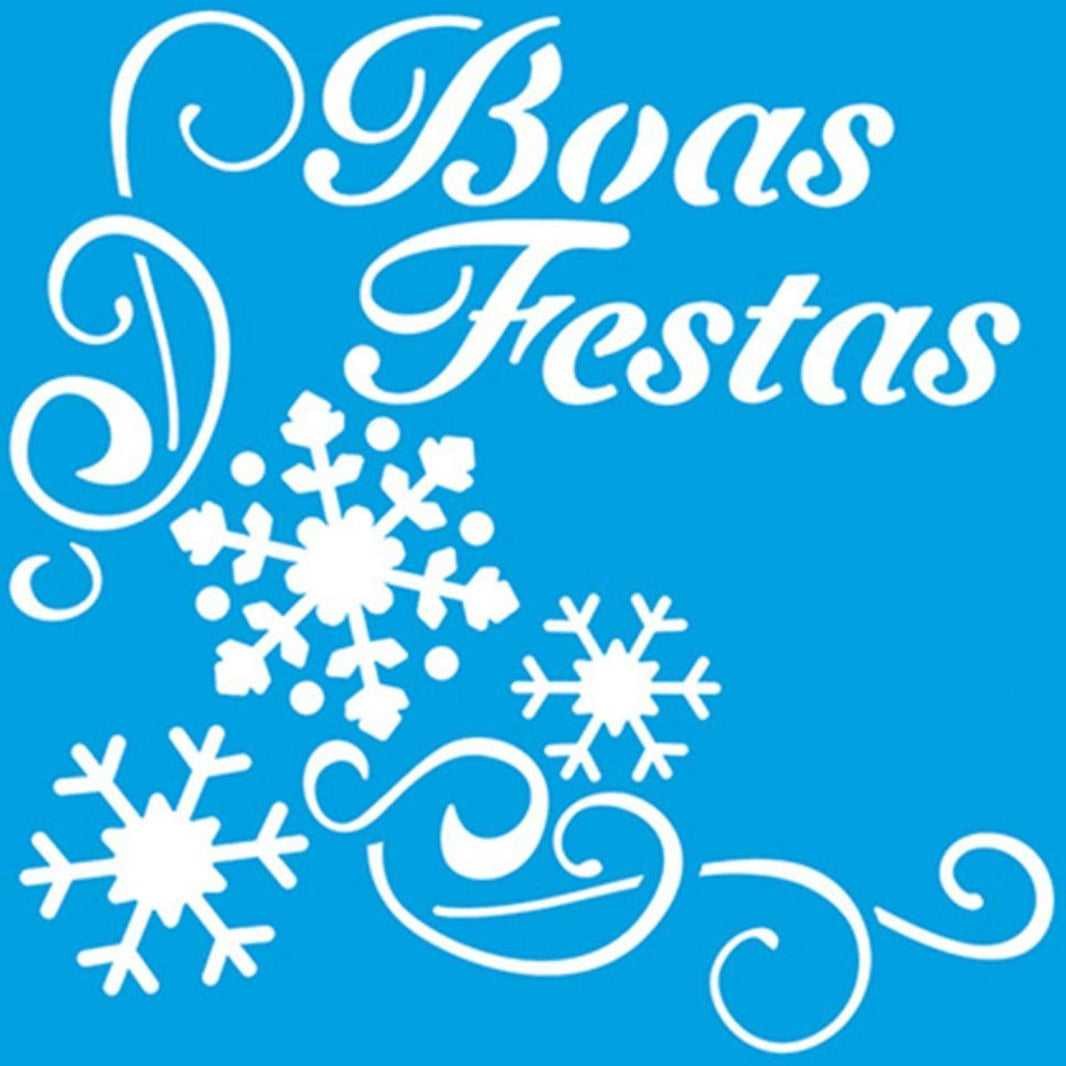 Stencil Litoarte 10x10 STNX-034 Natal Boas Festas Arabescos - Palácio da Arte