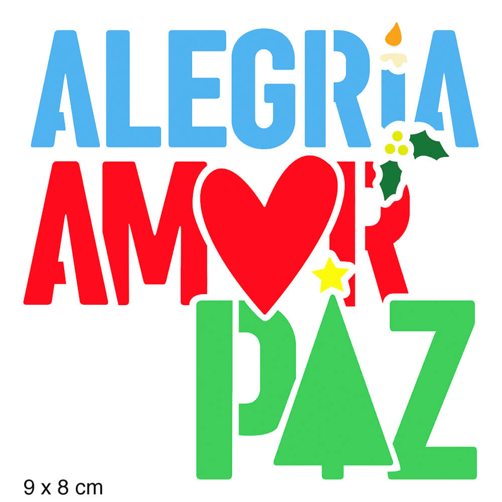 Stencil Litoarte 10x10 STNX-042 Natal Alegria, Amor e Paz - Palácio da Arte