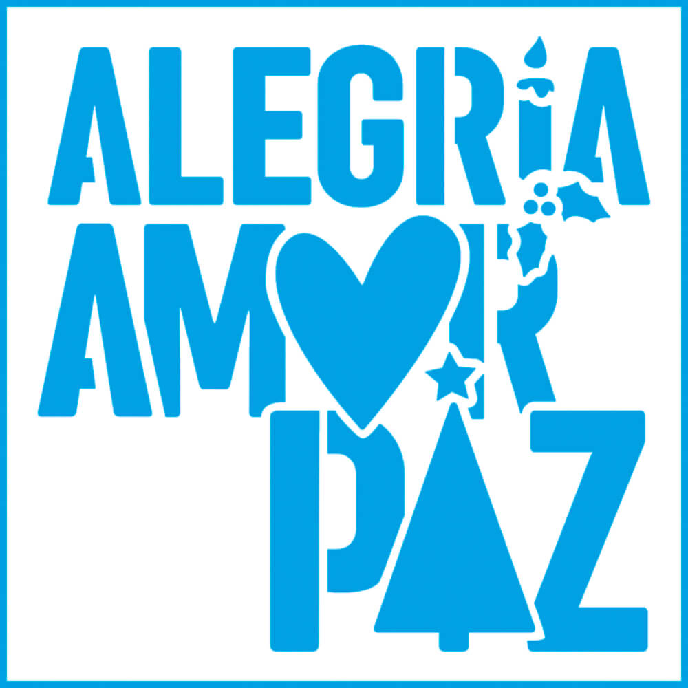 Stencil Litoarte 10x10 STNX-042 Natal Alegria, Amor e Paz - Palácio da Arte