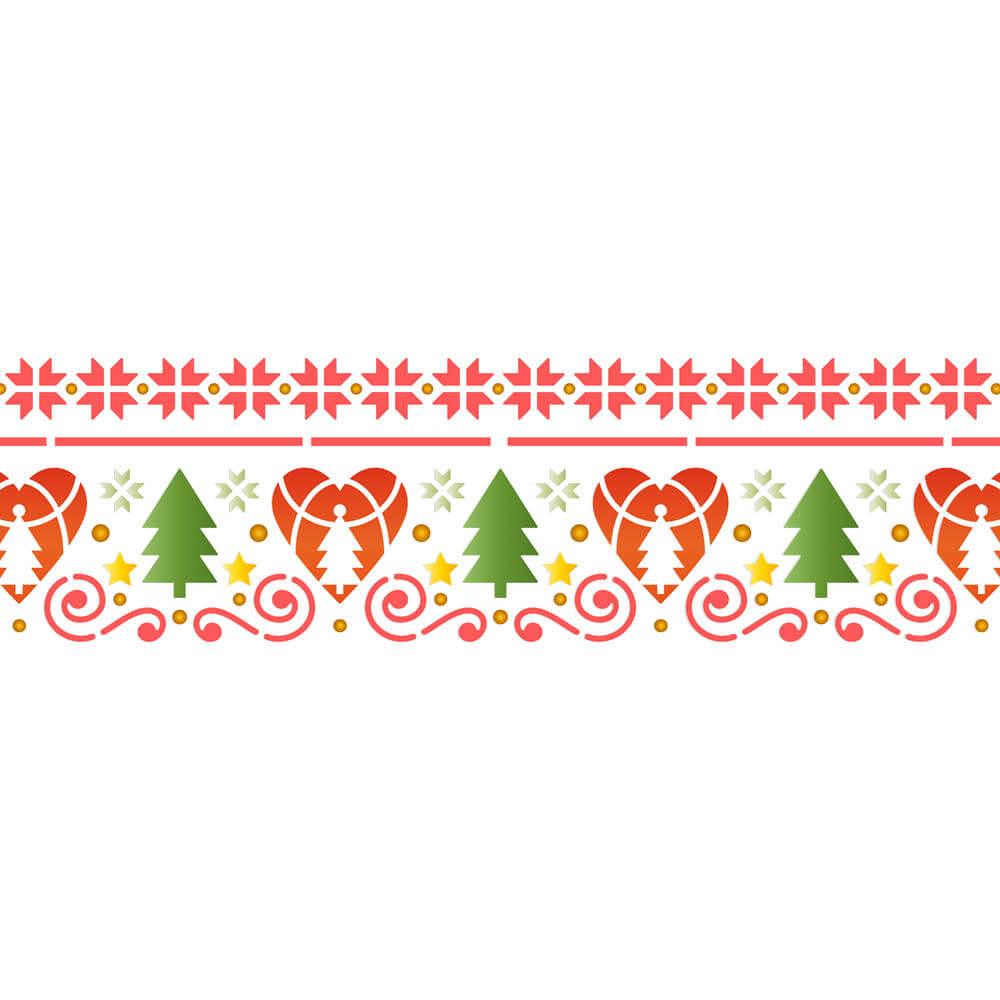 Stencil Litoarte 11x42 STAGN-005 Natal Enfeites Árvores - Palácio da Arte