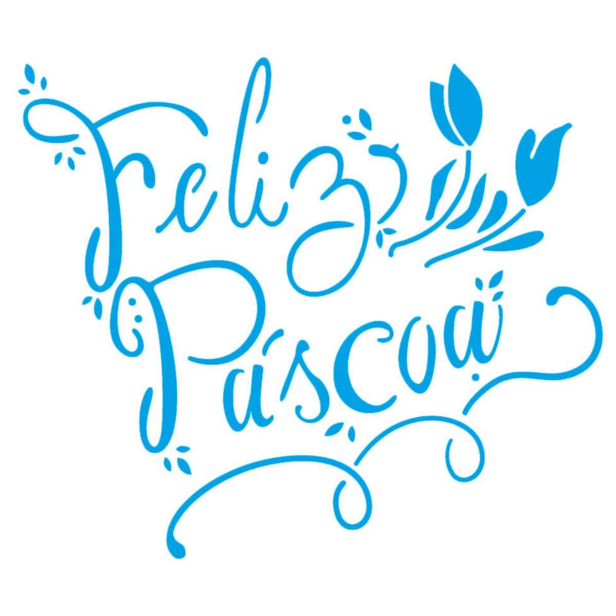 Stencil Litoarte 14x14 STA-129 Feliz Páscoa - Palácio da Arte