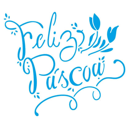 Stencil Litoarte 14x14 STA-129 Feliz Páscoa - Palácio da Arte