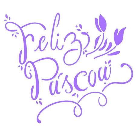 Stencil Litoarte 14x14 STA-129 Feliz Páscoa - Palácio da Arte
