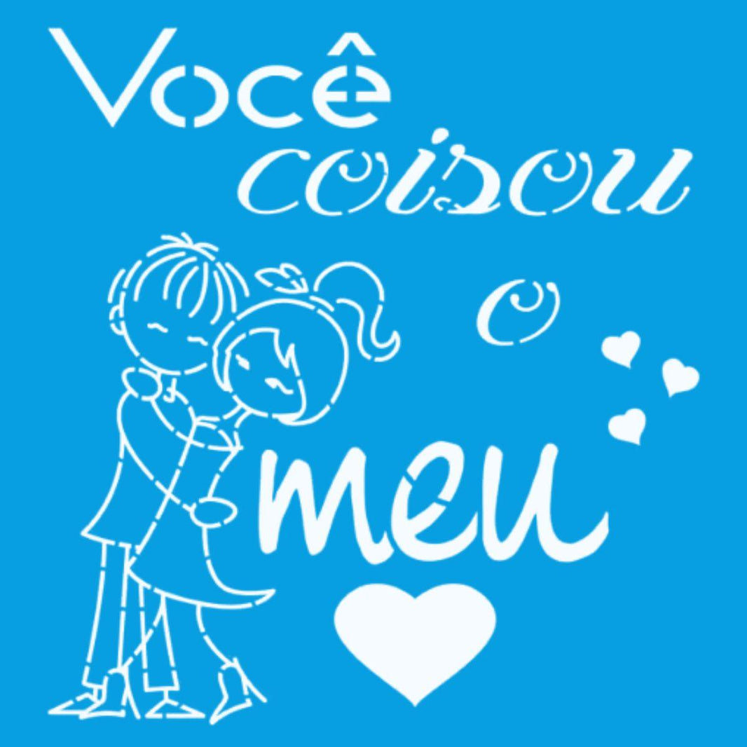 Stencil Litoarte 14x14 STA-156 Casal Meu Coração - Palácio da Arte