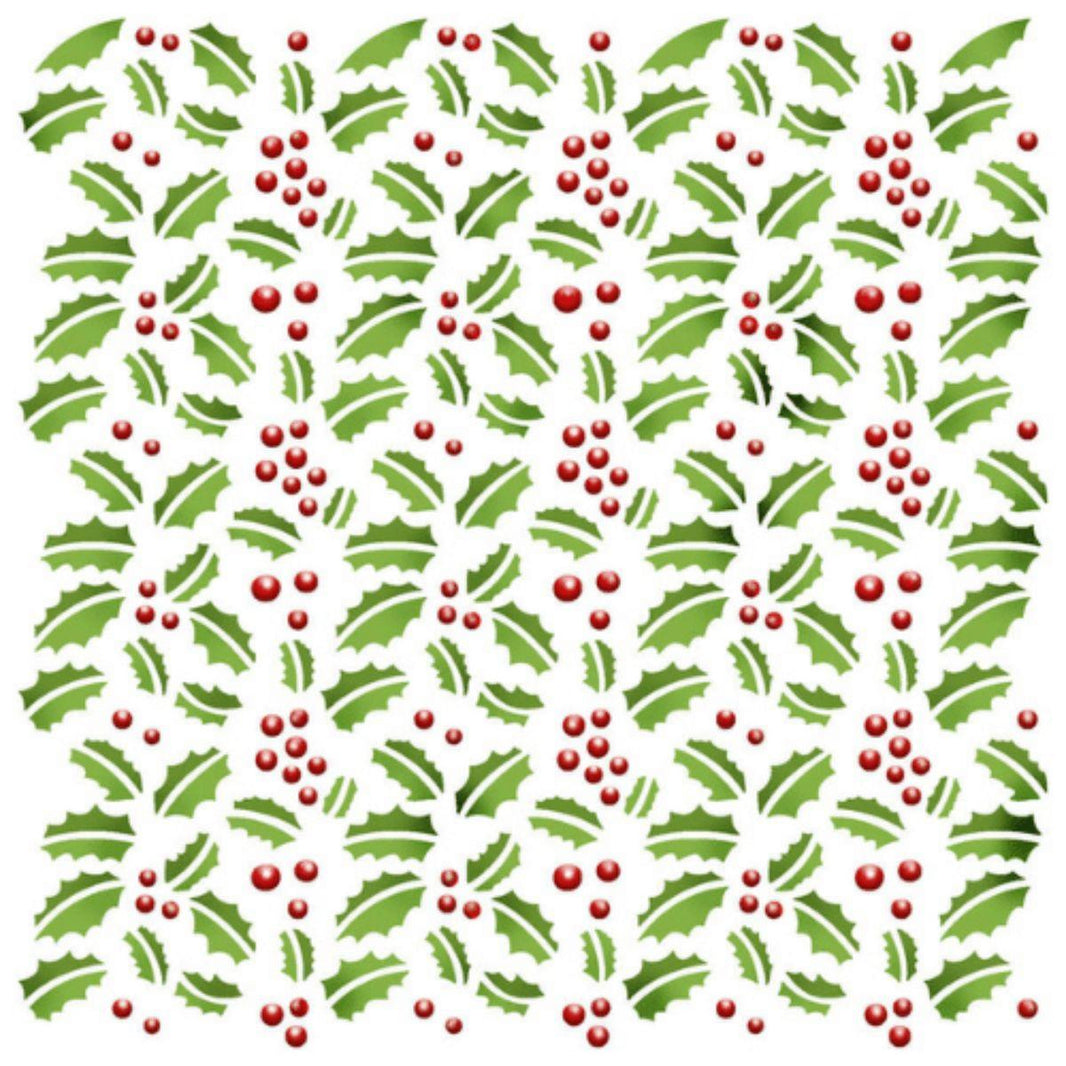 Stencil Litoarte 14x14 STAN-014 Natal Folhas e Frutas - Palácio da Arte