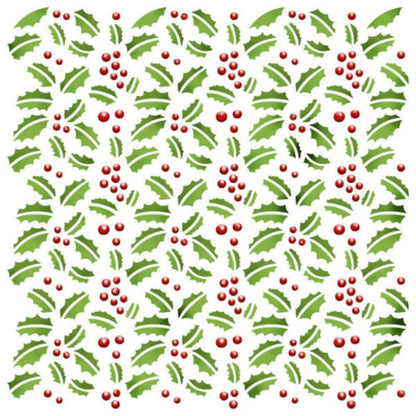 Stencil Litoarte 14x14 STAN-014 Natal Folhas e Frutas - Palácio da Arte