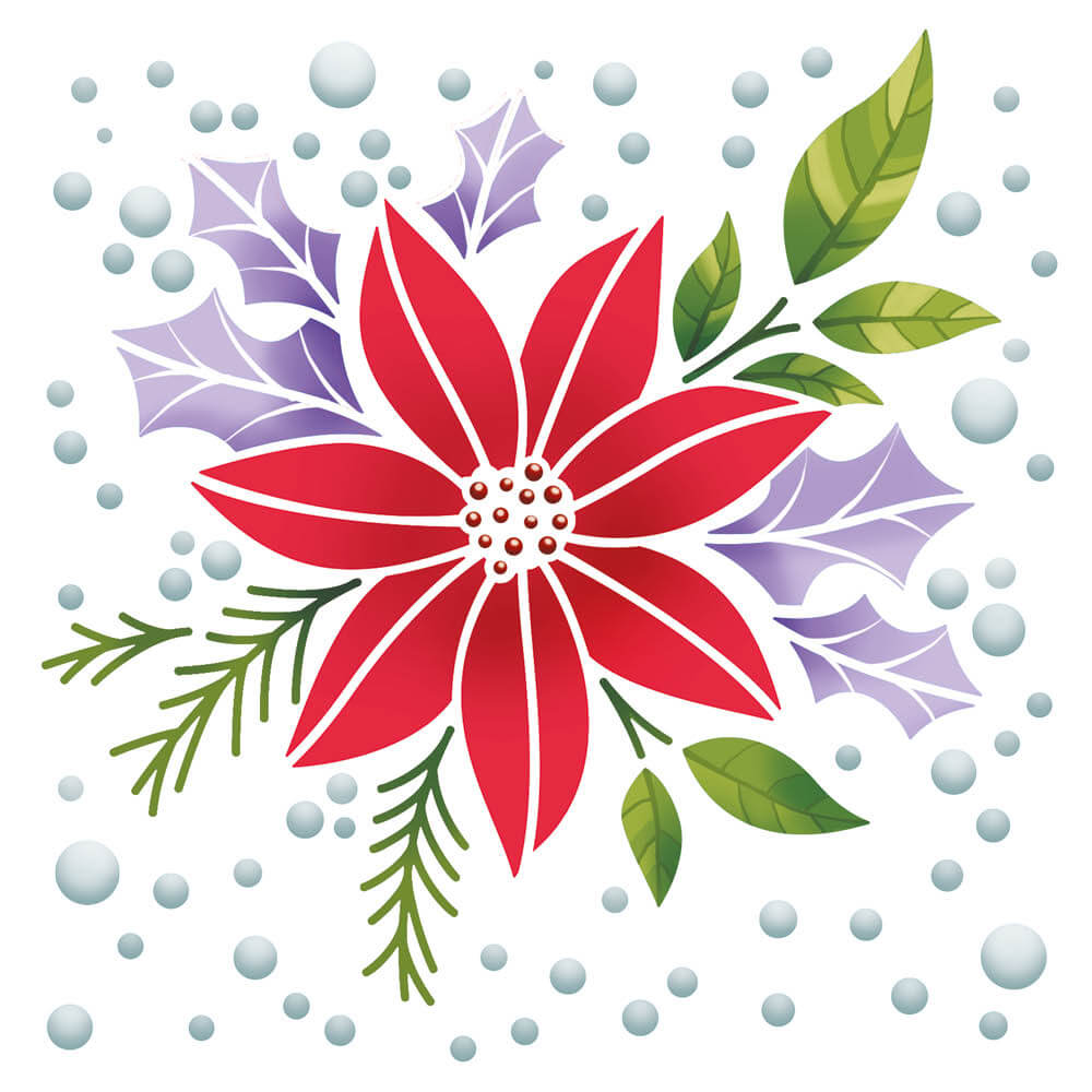 Stencil Litoarte 14x14 STAN-025 Natal Flor Poinsétia - Palácio da Arte