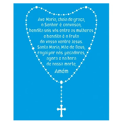 Stencil Litoarte 17x21 STM-658 Ave Maria e Terço - Palácio da Arte