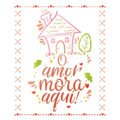 Stencil Litoarte 17x21 STM-728 O Amor Mora Aqui - Palácio da Arte