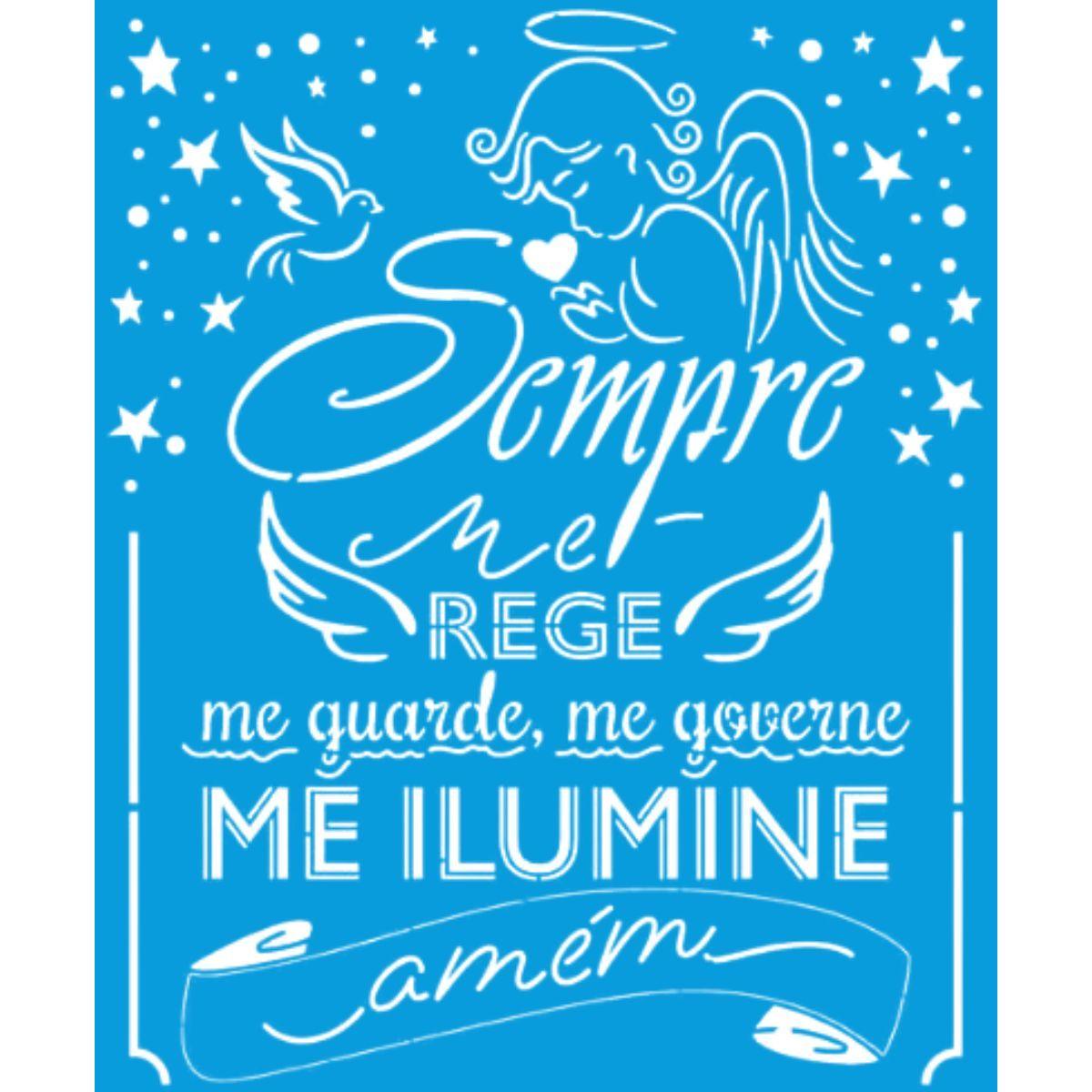 Stencil Litoarte 17x21 STM-729 Oração Santo de Anjo - Palácio da Arte