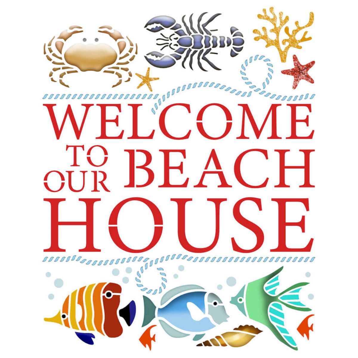 Stencil Litoarte 17x21 STM-767 Welcome Beach House - Palácio da Arte