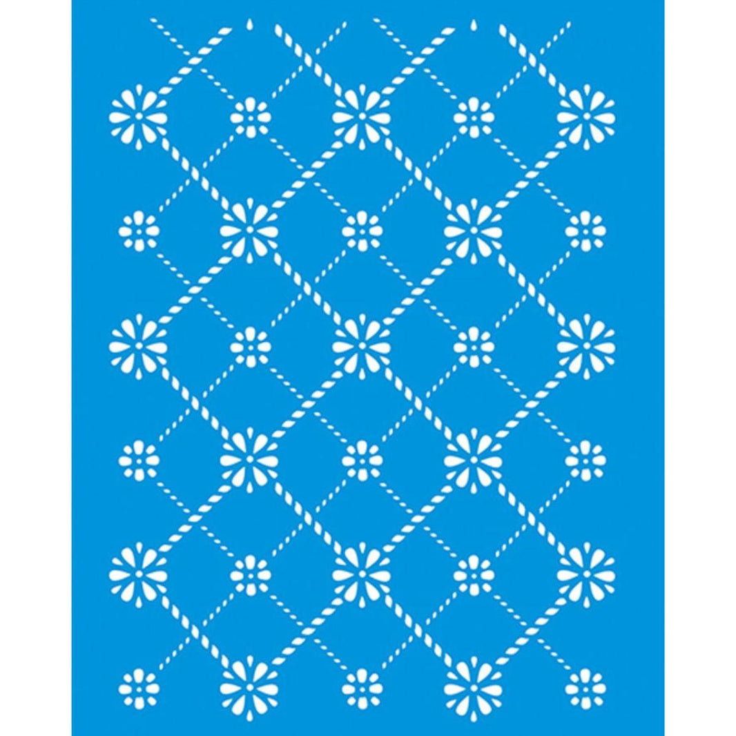 Stencil Litoarte 17x21 STM1-036 Estampa Floral Xadrez - Palácio da Arte