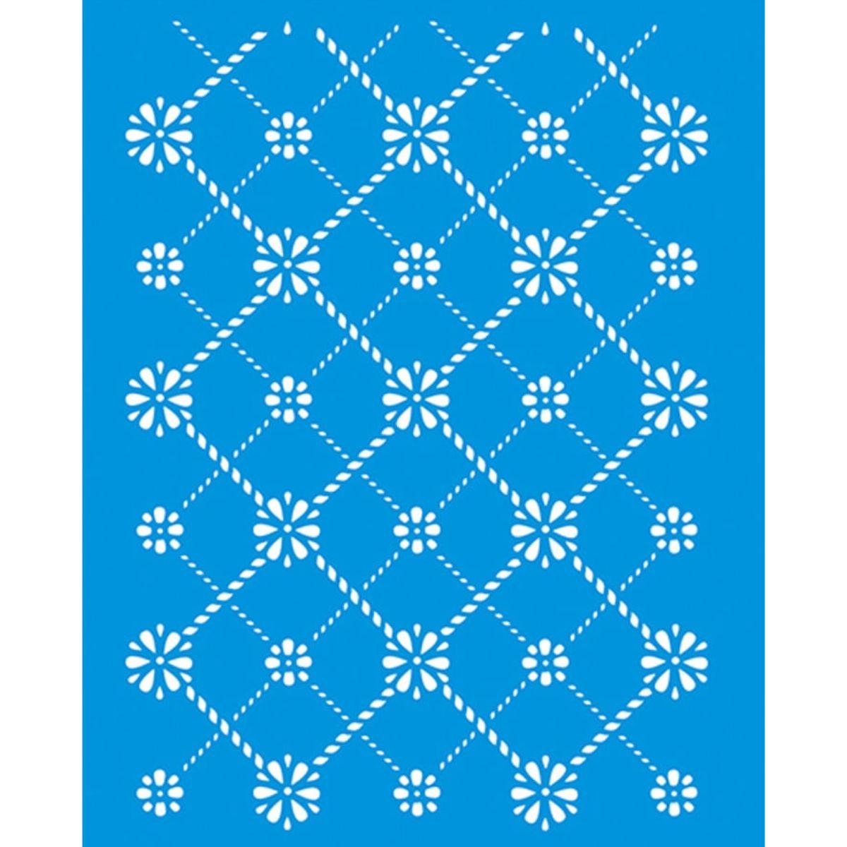 Stencil Litoarte 17x21 STM1-036 Estampa Floral Xadrez - Palácio da Arte