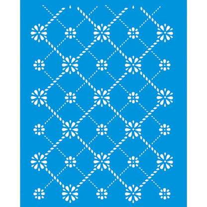 Stencil Litoarte 17x21 STM1-036 Estampa Floral Xadrez - Palácio da Arte