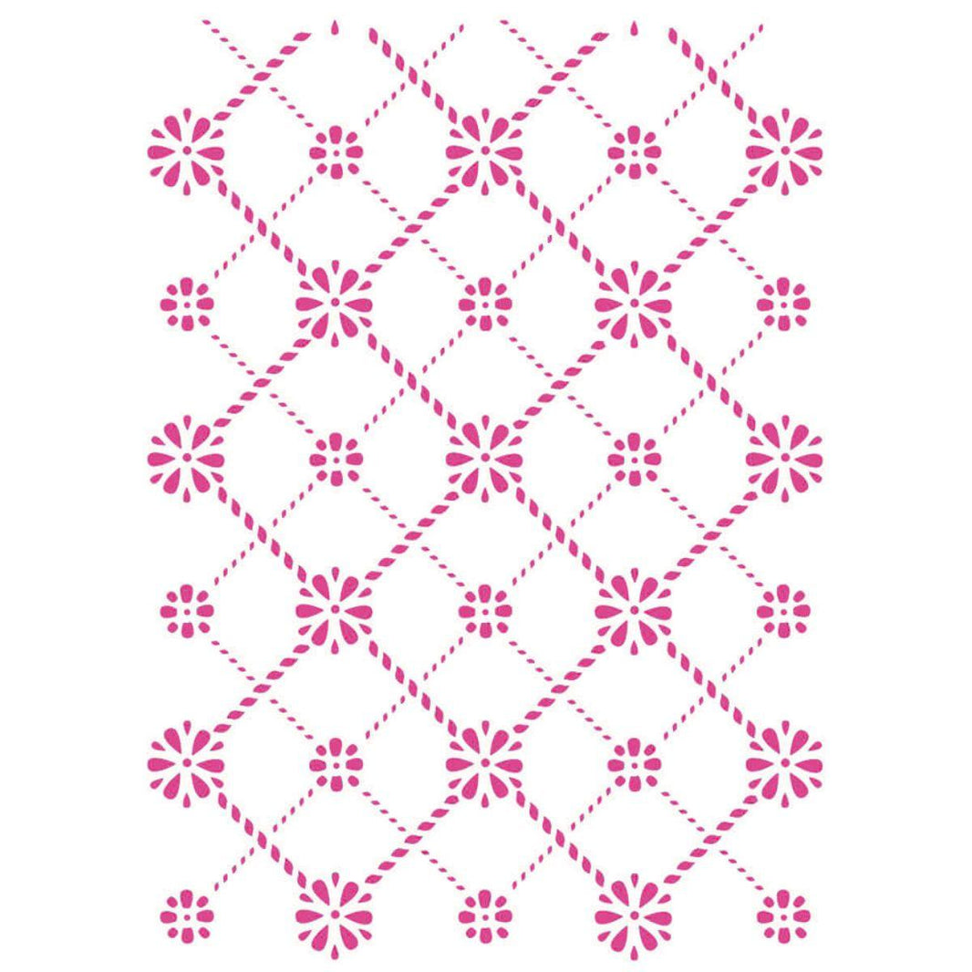 Stencil Litoarte 17x21 STM1-036 Estampa Floral Xadrez - Palácio da Arte