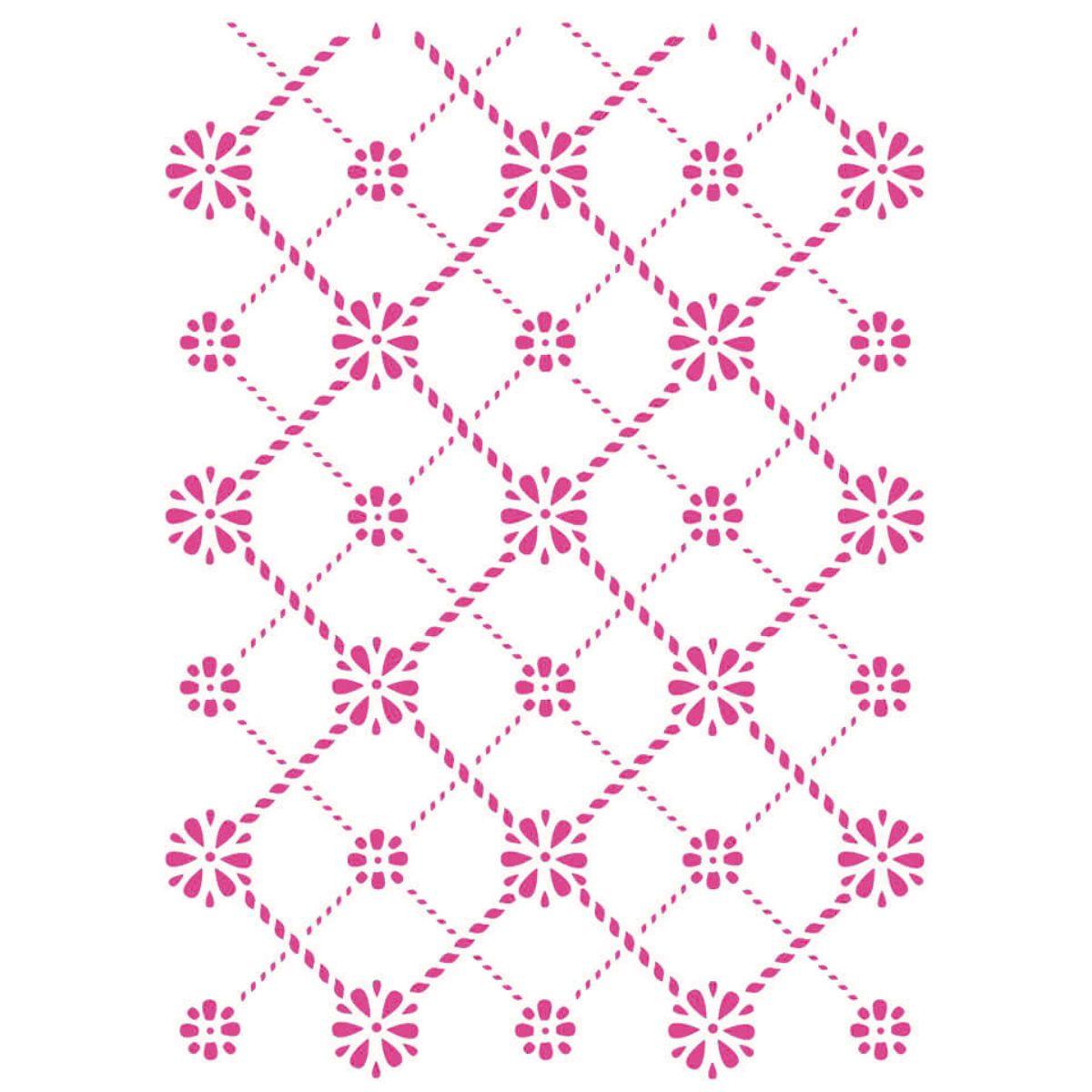 Stencil Litoarte 17x21 STM1-036 Estampa Floral Xadrez - Palácio da Arte