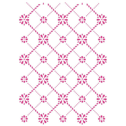 Stencil Litoarte 17x21 STM1-036 Estampa Floral Xadrez - Palácio da Arte