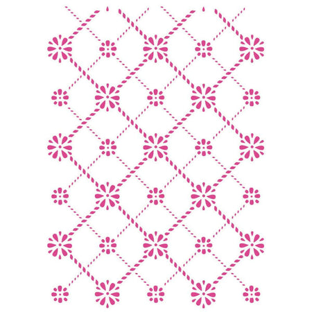 Stencil Litoarte 17x21 STM1-036 Estampa Floral Xadrez - Palácio da Arte