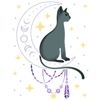 Stencil Litoarte 17x24 STM-774 Esotérico Gato Sentado na Lua - Palácio da Arte