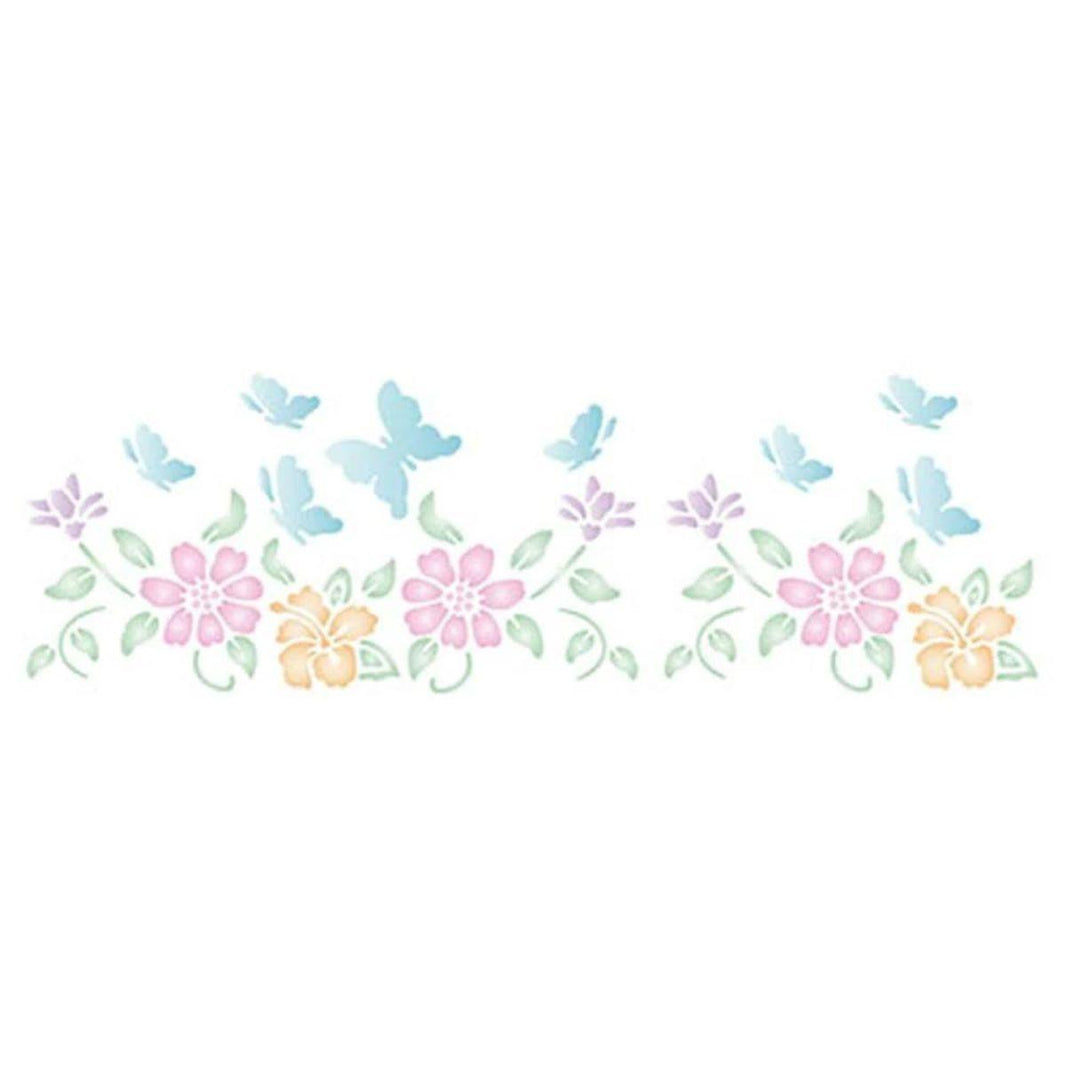 Stencil Litoarte 17x42 STG-008 Flores - Palácio da Arte