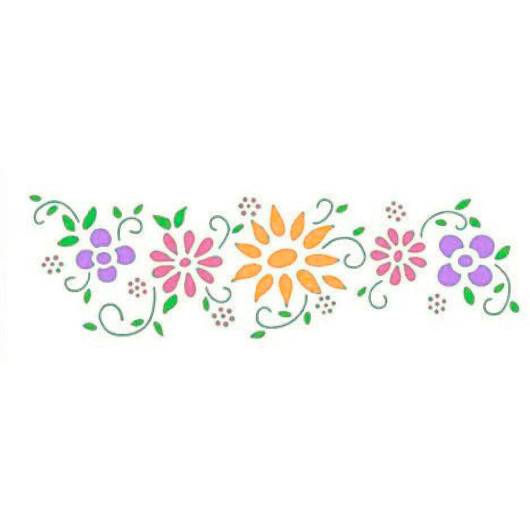 Stencil Litoarte 17X6 STP-064 Flores I - Palácio da Arte