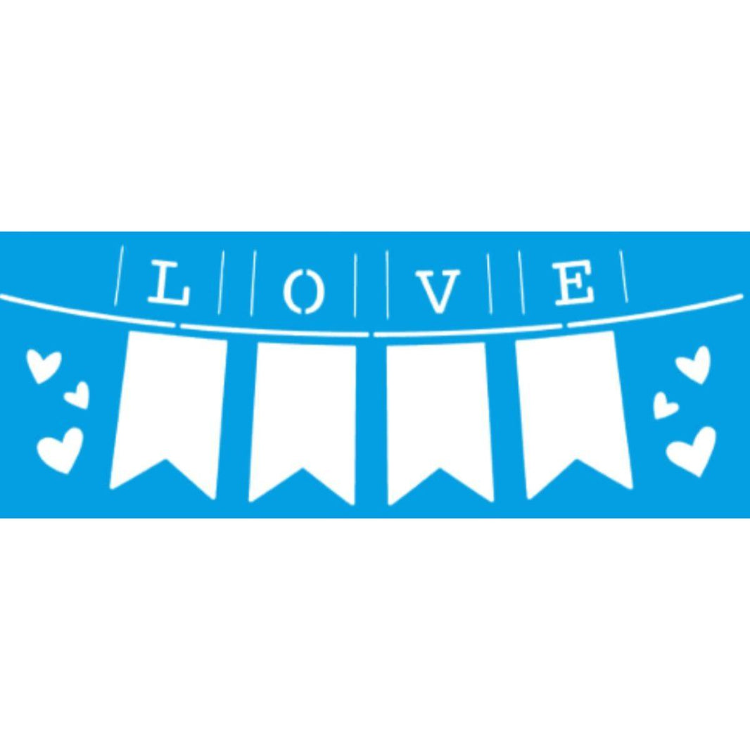 Stencil Litoarte 17x6 STP-161 Bandeirinha Love - Palácio da Arte