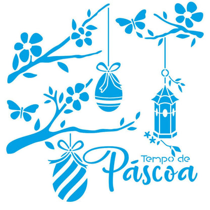 Stencil Litoarte 20x20 STXX-156 Tempo de Páscoa - Palácio da Arte