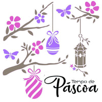 Stencil Litoarte 20x20 STXX-156 Tempo de Páscoa - Palácio da Arte