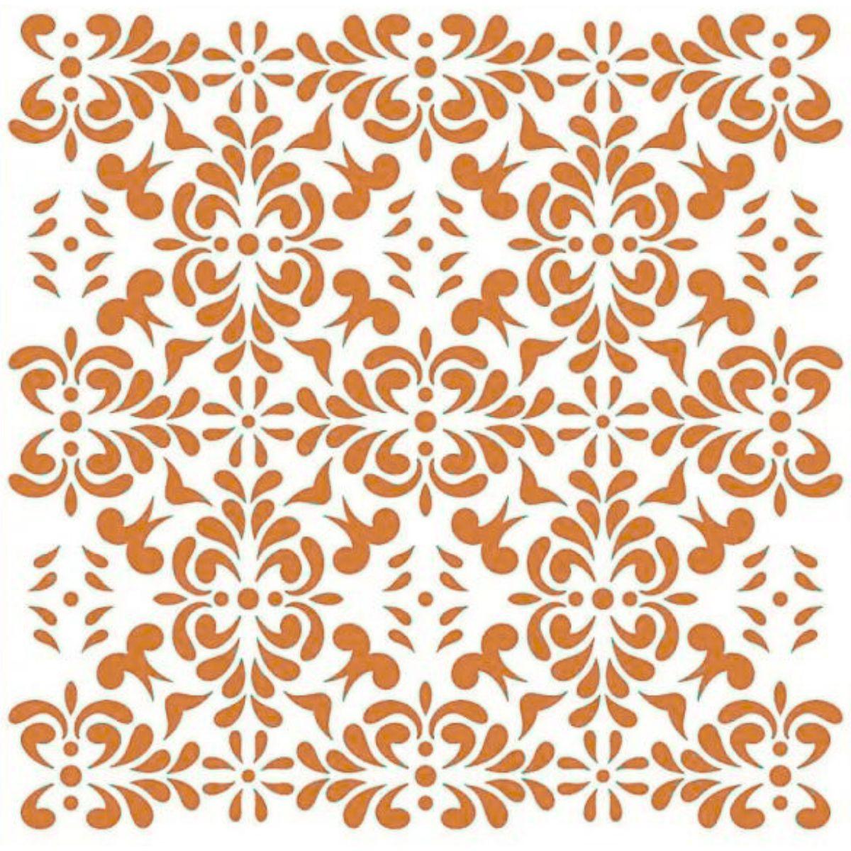 Stencil Litoarte 20x20 STXX-161 Estampa de Ornamentos e Arabescos - Palácio da Arte
