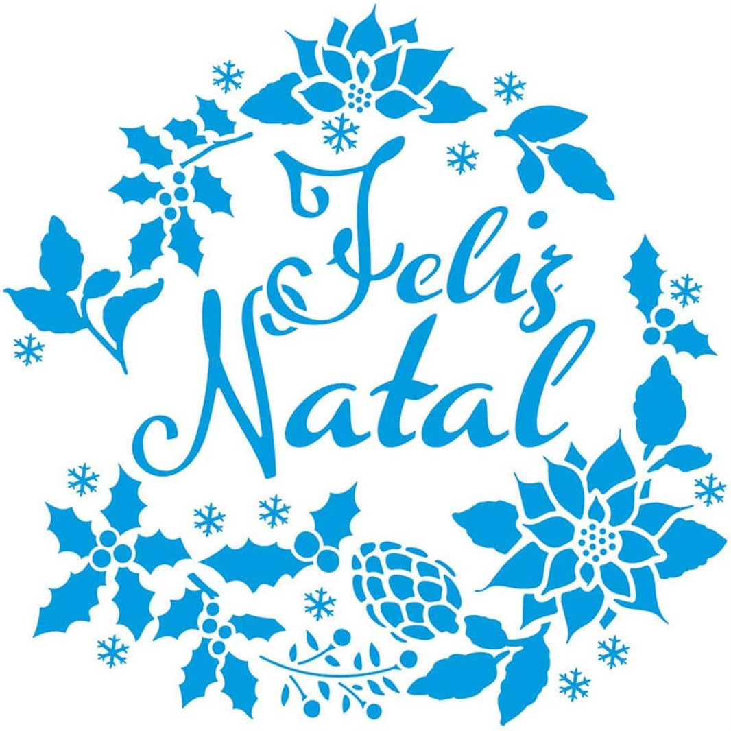 Stencil Litoarte 20x20 STXXN-002 Poinsétias Feliz Natal - Palácio da Arte