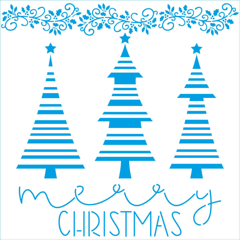 Stencil Litoarte 20x20 STXXN-024 Natal Pinheirinhos e Arabescos - Palácio da Arte