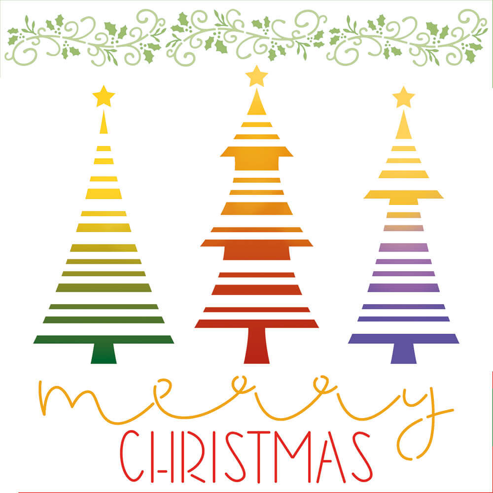 Stencil Litoarte 20x20 STXXN-024 Natal Pinheirinhos e Arabescos - Palácio da Arte