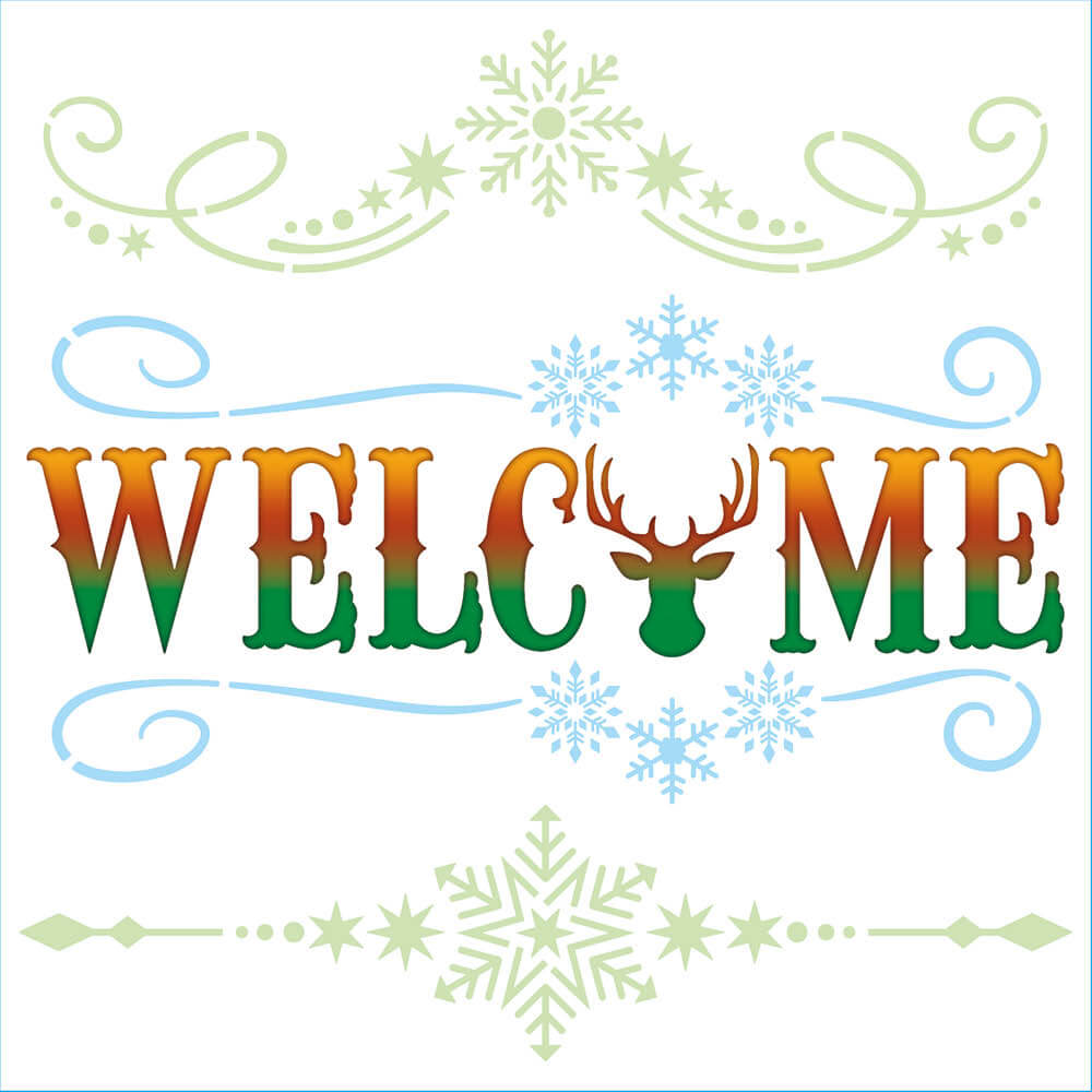 Stencil Litoarte 20x20 STXXN-025 Natal Welcome e Arabescos - Palácio da Arte