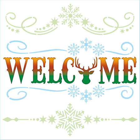Stencil Litoarte 20x20 STXXN-025 Natal Welcome e Arabescos - Palácio da Arte