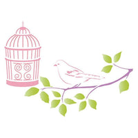 Stencil Litoarte 21x17 STM-304 Gaiola e Pássarinho - Palácio da Arte