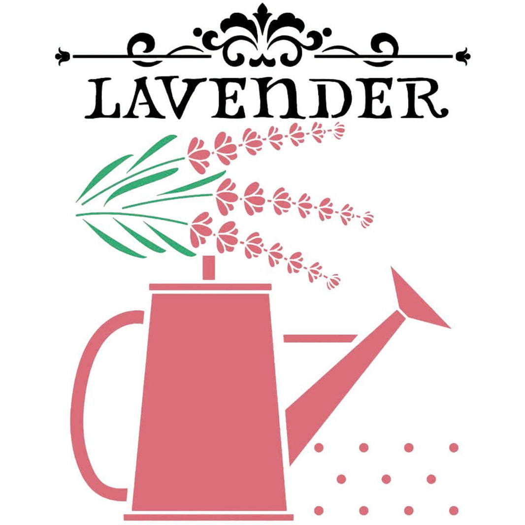 Stencil Litoarte 25x20 STR-103 Regador e Lavandas - Palácio da Arte