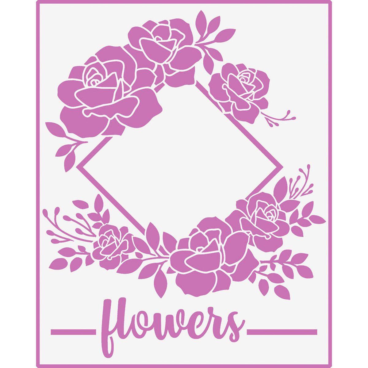 Stencil Litoarte 25x20 STR-149 Moldura com Flores - Palácio da Arte