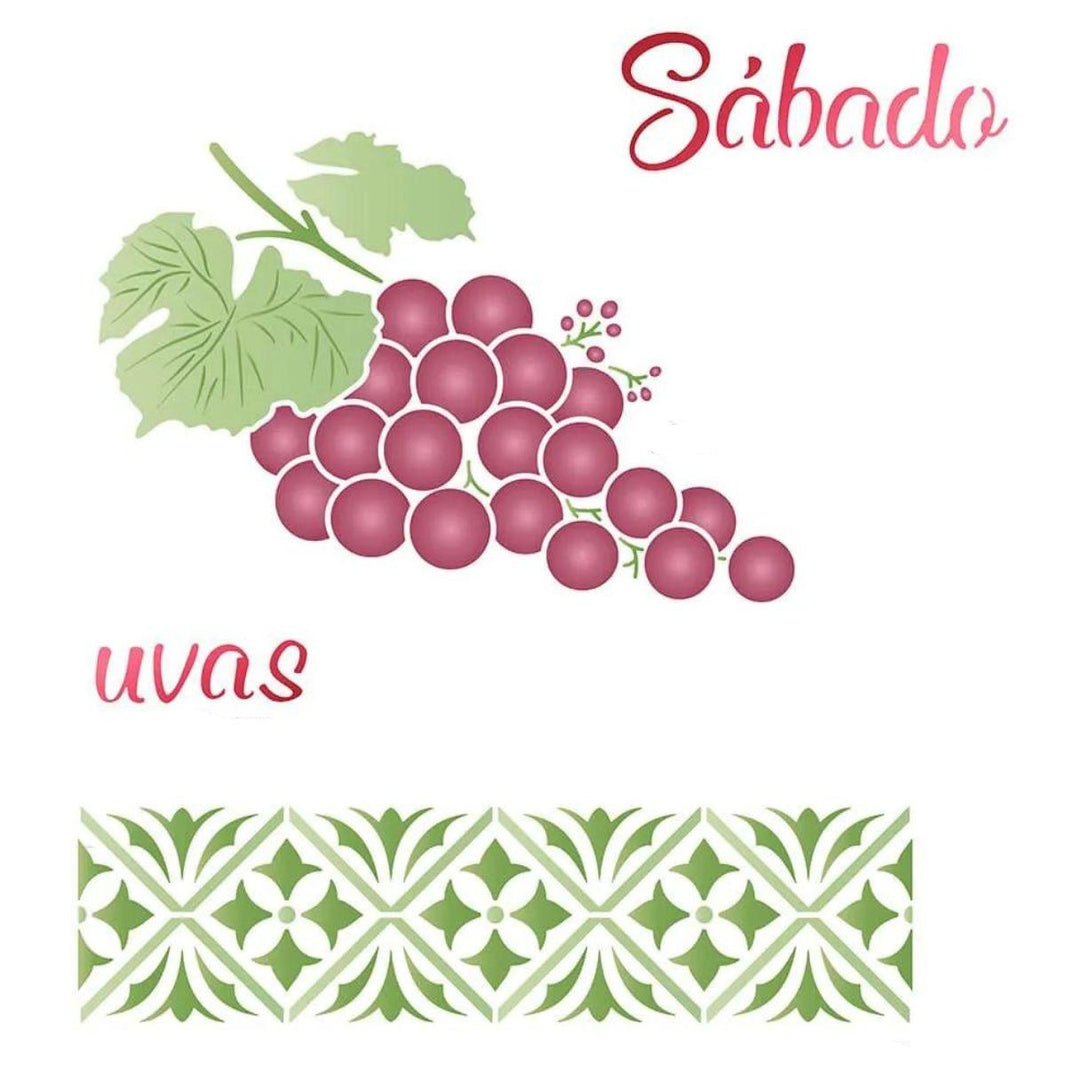 Stencil Litoarte 25x20 STR-159 Sábado Uvas - Palácio da Arte
