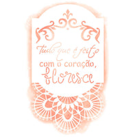 Stencil Litoarte 25x20 STR-176 Brasão Arabescos e Frase - Palácio da Arte