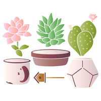 Stencil Litoarte 25x20 STR-177 Suculentas Cactos e Vasos - Palácio da Arte