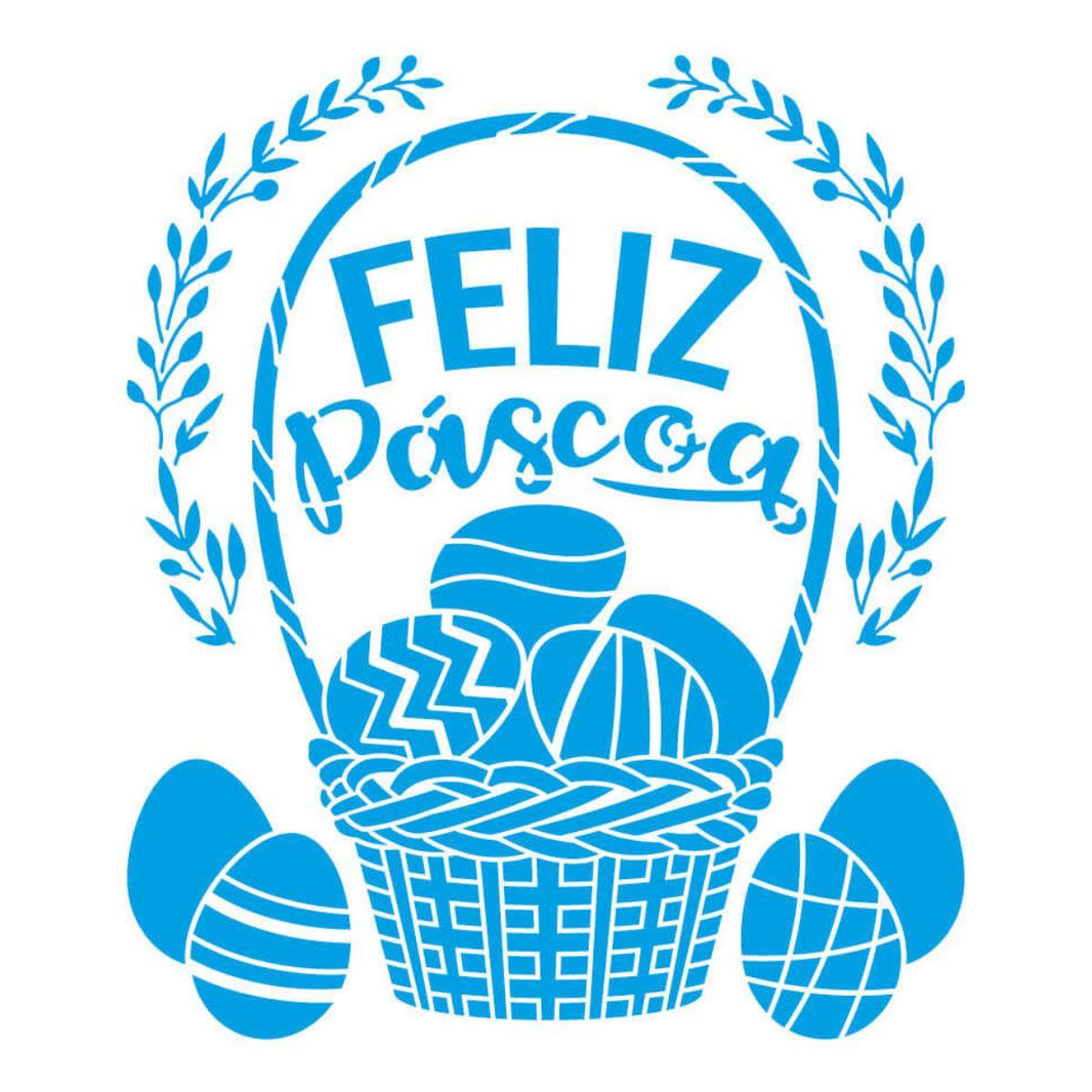 Stencil Litoarte 25x20 STR-285 Cesta Com Ovos /Feliz Páscoa - Palácio da Arte