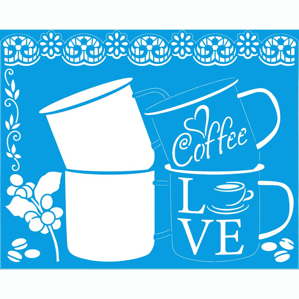 Stencil Litoarte 25x20 STR-289 Coffee Café - Palácio da Arte