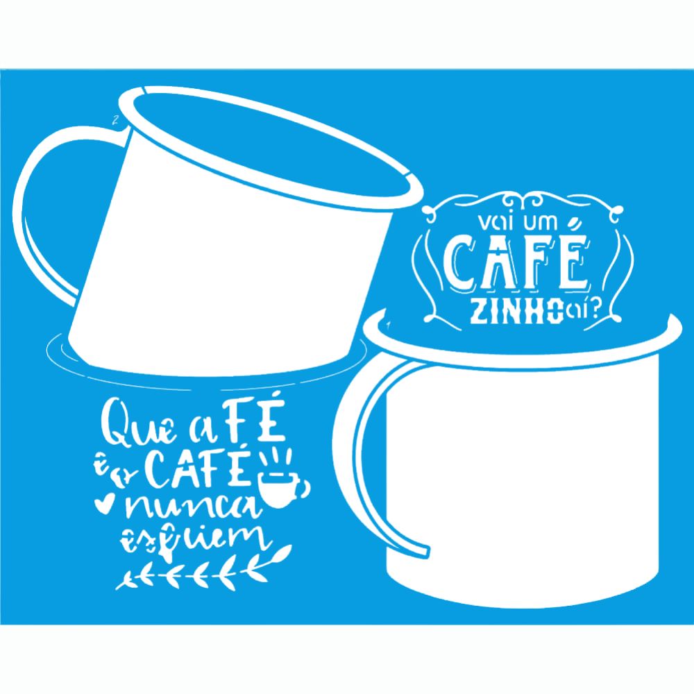 Stencil Litoarte 25x20 STR-295 Canecas de Café e Chá - Palácio da Arte
