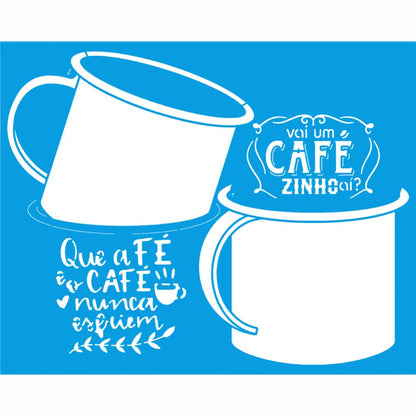 Stencil Litoarte 25x20 STR-295 Canecas de Café e Chá - Palácio da Arte
